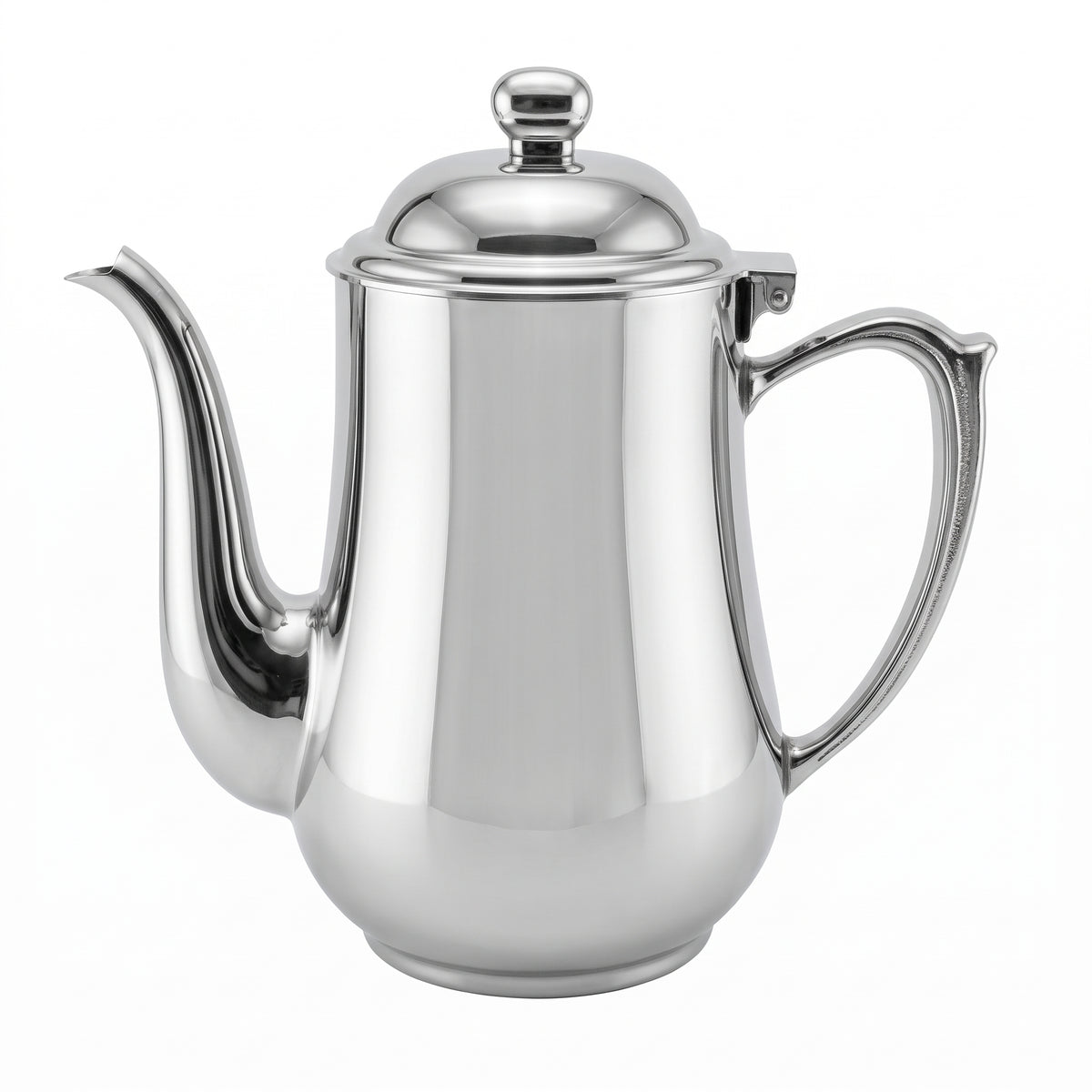 Ovalite Goose-Neck Coffee Pot — 304 stainless steel, mirror polished, W169 × 161 mm, 0.6 L