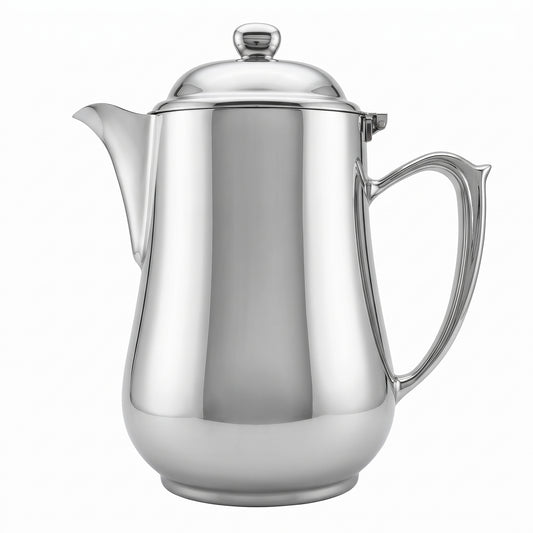 Ovalite Coffee Pot (Short Spout) — 304 stainless steel, mirror polished, W208 × 224 mm, 1.7 L