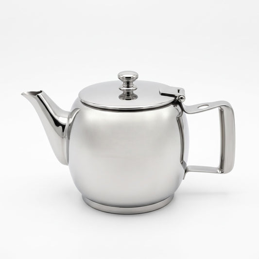 Hi-Lite Squat Tea Pot — 304 stainless steel, mirror polished, W162 × 97 mm, 0.4 L